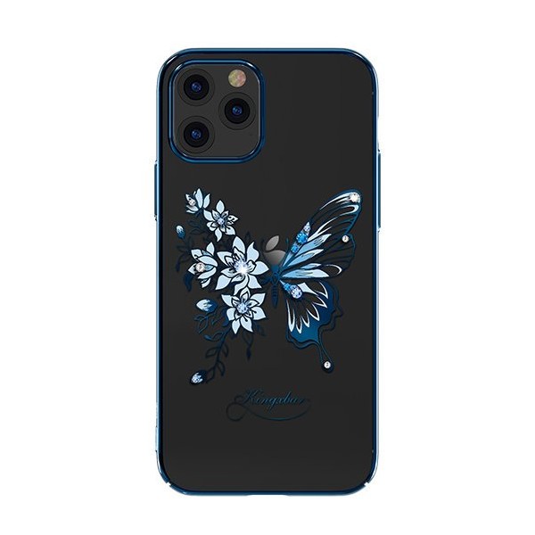 Калъф Kingxbar Butterfly Series shiny original Swarovski crystals iPhone 12 Pro / iPhone 12 blue