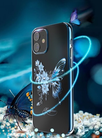 Калъф Kingxbar Butterfly Series  original Swarovski crystals iPhone 12 mini blue
