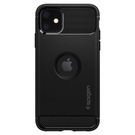 Spigen Rugged Armor удароустойчив силиконов (TPU) калъф за iPhone 11, Matte Black