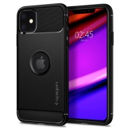 Spigen Rugged Armor удароустойчив силиконов (TPU) калъф за iPhone 11, Matte Black