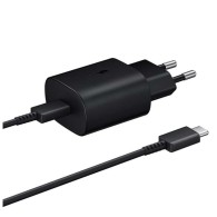 Комплект Зарядно устройство Samsung - Super Fast, 25W, USB-C, черно