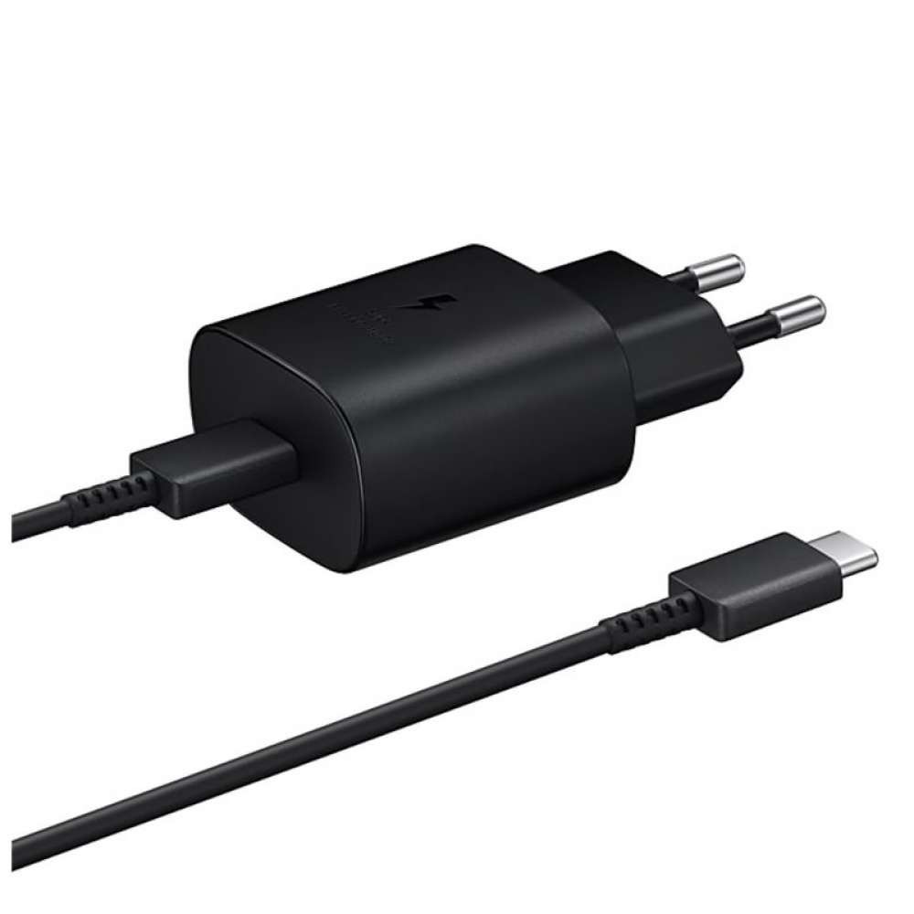 Комплект Зарядно устройство Samsung - Super Fast, 25W, USB-C, черно
