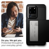 Spigen Slim Armor Cs хибриден кейс с най-висока степен на защита за Samsung Galaxy S20 Ultra, Black