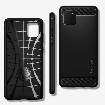 Spigen Rugged Armor удароустойчив силиконов (TPU) калъф за Samsung Galaxy Note 10 Lite, Matte Black