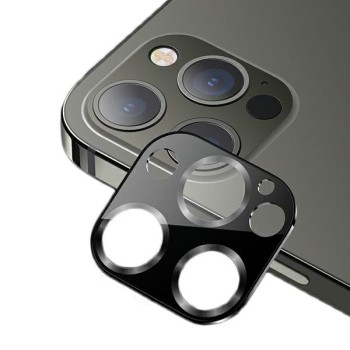 USAMS Метален + Стъклен Протектор за камера iPhone 12 Pro Max, Black
