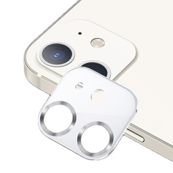 USAMS Метален + Стъклен Протектор за камера iPhone 12, Silver