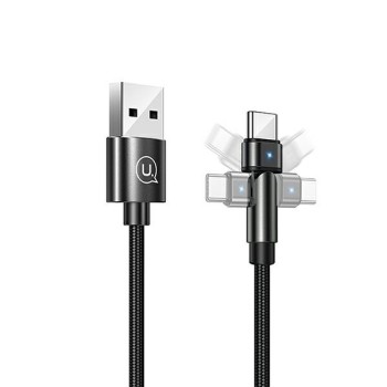 180° USB Кабел Type C USAMS U60, 2A, 1m, Black
