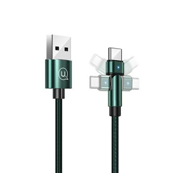 180° USB Кабел Type C USAMS U60, 2A, 1m, Green