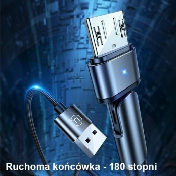 180° USB Кабел Micro USAMS U60, 2A, 1m, Green
