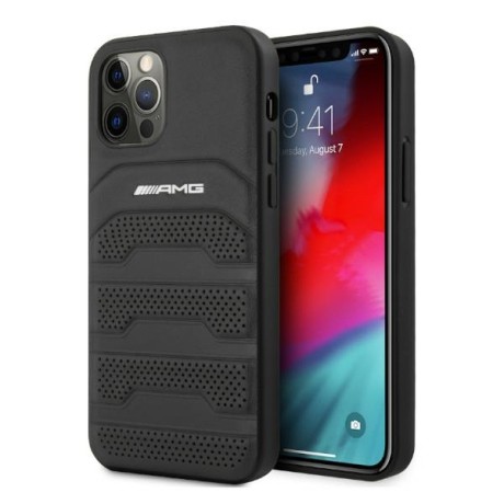 Калъф AMG Leather Debossed Lines AMHCP12MGSEBK за iPhone 12/12 Pro, Black