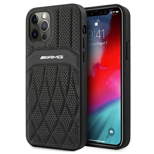 Калъф AMG Leather Curved Lines AMHCP12MOSDBK за iPhone 12/12 Pro, Black