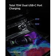 Зарядно за Кола Spigen PC2200, ArcStation 2-Port, PD75W, Black