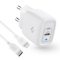 Зарядно Spigen PE2C10CL, MFi Network Charger, PD20W + PD Lightning Кабел, White