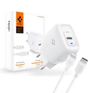 Зарядно Spigen PE2C10CL, MFi Network Charger, PD20W + PD Lightning Кабел, White
