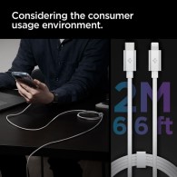 USB Кабел Spigen PB2200, MFi ArcWire Lightning PD, 2m, White