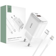 Зарядно Tech-Protect C20W, PD20W / QC3.0 + Lightning PD кабел, White