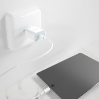 Зарядно устройство Dudao Premium A8EU Quick Charger USB Type C Power 18W + PD Lightning Charging Кабел, Бял