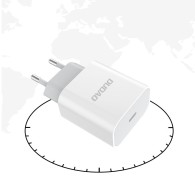 Зарядно устройство Dudao Premium A8EU Quick Charger USB Type C Power 18W + PD Lightning Charging Кабел, Бял
