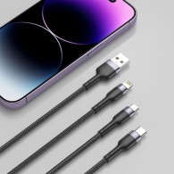 Кабел Tech-Protect UltraBoost 3in1, Lightning / Type-C / Micro, 3A, 1.2m, Black