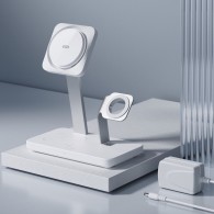 Безжично зарядно ESR Halolock CryoBoost, 3in1, Wireless Charger, Qi, Magnetic MaGsafe, Arctic White