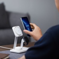 Безжично зарядно ESR Halolock CryoBoost, 3in1, Wireless Charger, Qi, Magnetic MaGsafe, Arctic White