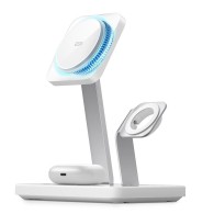 Безжично зарядно ESR Halolock CryoBoost, 3in1, Wireless Charger, Qi, Magnetic MaGsafe, Arctic White