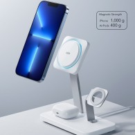 Безжично зарядно ESR Halolock CryoBoost, 3in1, Wireless Charger, Qi, Magnetic MaGsafe, Arctic White