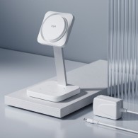 Безжично зарядно ESR Halolock CryoBoost, 2in1, Wireless Charger, Qi, Magnetic MaGsafe, Arctic White