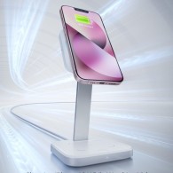 Безжично зарядно ESR Halolock CryoBoost, 2in1, Wireless Charger, Qi, Magnetic MaGsafe, Arctic White