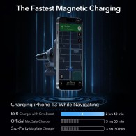 Безжично зарядно ESR Halolock Magnetic MAGSafe Vent , Стойка за кола, Qi, Frosted Onyx