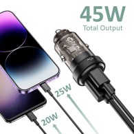 Зарядно за Кола Tech-Protect CC45W 2-Port, PD 45W / QC3.0, Black