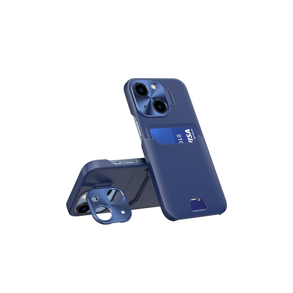 Калъф fixGuard Leather Stand за iPhone 14 Plus, Blue