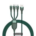 Кабел Baseus 3in1 USB - Lightning / USB Typ C / micro USB data charging cable 1,2 m 5 A 480 Mbps 40 W green (CA1T3-06)