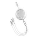 Кабел Baseus Bright Mirror flat retractable 3in1 data charging cable USB - USB Type C / Lightning / micro USB 3,5 A 1,2 m white 