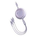 Кабел Baseus Bright Mirror flat retractable 3in1 data charging cable USB - USB Type C / Lightning / micro USB 3,5 A 1,2 m violet