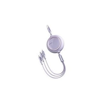 Кабел Baseus Bright Mirror flat retractable 3in1 data charging cable USB - USB Type C / Lightning / micro USB 3,5 A 1,2 m violet