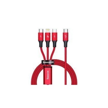 Кабел Baseus Rapid 3in1 USB Typ C - USB Typ C / Lightning / micro USB cable 20 W 1,5 m red (CAMLT-SC09)