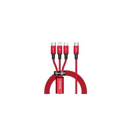 Кабел Baseus Rapid 3in1 USB Typ C - USB Typ C / Lightning / micro USB cable 20 W 1,5 m red (CAMLT-SC09)