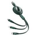 Кабел Baseus Bright Mirror One-for-three Retractable Data Cable USB to M+L+C 1.2m 66W Green (CAMLC-MJ06)