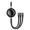 Кабел Baseus Bright Mirror 3in1 Retractable Data Cable USB Type C - micro USB / USB Typ C / Lightning Power Delivery 100W 1,2m b