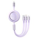 Кабел Baseus Bright Mirror 3in1 Retractable Data Cable USB Type C - micro USB / USB Typ C / Lightning Power Delivery 100W 1,2m v