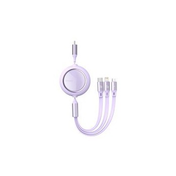 Кабел Baseus Bright Mirror 3in1 Retractable Data Cable USB Type C - micro USB / USB Typ C / Lightning Power Delivery 100W 1,2m v