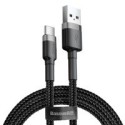 кабел
  Baseus Cafule Cable Durable Nylon Braided Wire USB / USB-C QC3.0 3A 0,5M
  black-grey (CATKLF-AG1)