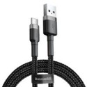 кабел
  Baseus Cafule Cable Durable Nylon Braided Wire USB / USB-C QC3.0 3A 1M
  black-grey (CATKLF-BG1)