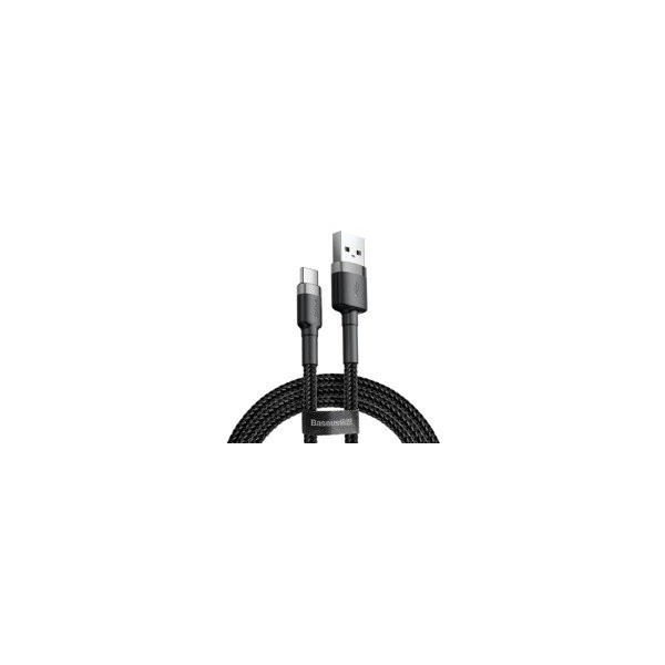 кабел
  Baseus Cafule Cable Durable Nylon Braided Wire USB / USB-C QC3.0 3A 1M
  black-grey (CATKLF-BG1)