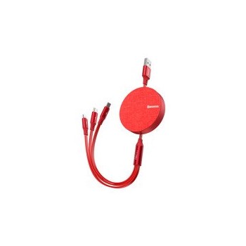 кабел
  Baseus Fabric Retractable USB - micro USB / Lightning / USB-C Cable with 3.5A
  1,2M red (CAMLT-BY09)