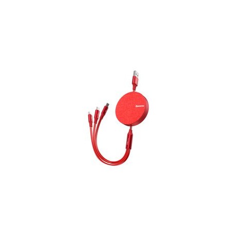 кабел
  Baseus Fabric Retractable USB - micro USB / Lightning / USB-C Cable with 3.5A
  1,2M red (CAMLT-BY09)