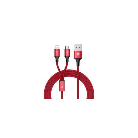 кабел
  Baseus Rapid 2in1 USB cable Lightning / micro USB Cable with Nylon Braid 3A
  1.2m red (CAML-SU09)