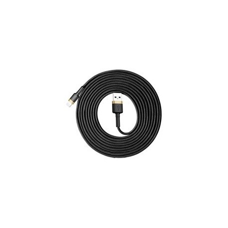 кабел
  Baseus Cafule Cable Durable Nylon Braided Wire USB / Lightning QC3.0 2A 3M
  black-gold (CALKLF-RV1)