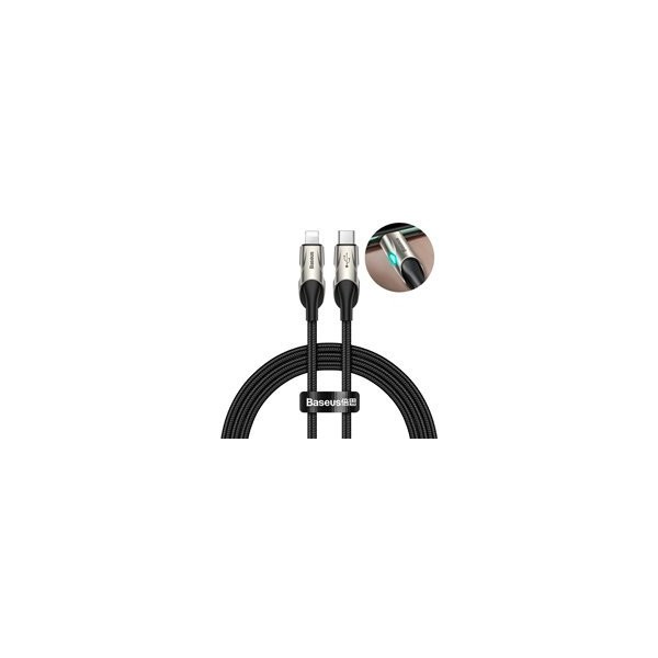 кабел
  Baseus durable backlit nylon braided USB Type C - Lightning cable Power
  Delivery 18 W 1 m 480 Mbps with LED light blac